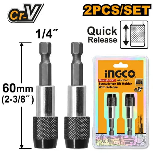 SOPORTE DE PUNTAS DESTORNILLADOR CON DESBLOQUEO 2PCS 60MM INGCO