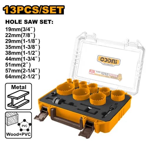 JUEGO DE SIERRAS BOCA BIMETAL 13PCS INGCO