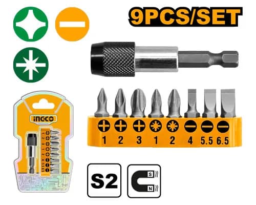 SET 9PCS PUNTAS DESTORNILLADOR CON EXPANSOR INGCO
