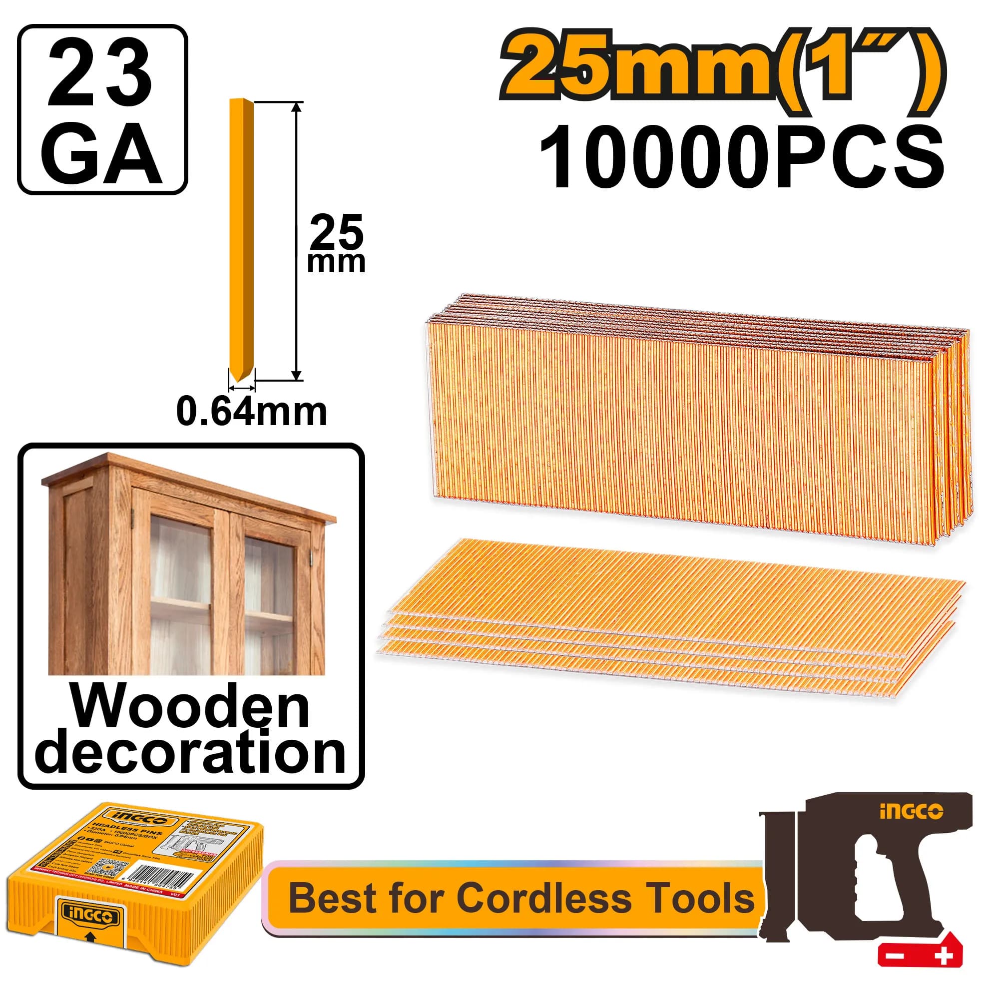 CLAVOS SIN CABEZA 25MM 10000PCS INGCO