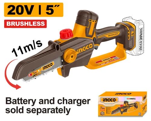 MOTOSIERRA DE IONES DE LITIO 5" 11M/S BL 20V INGCO.