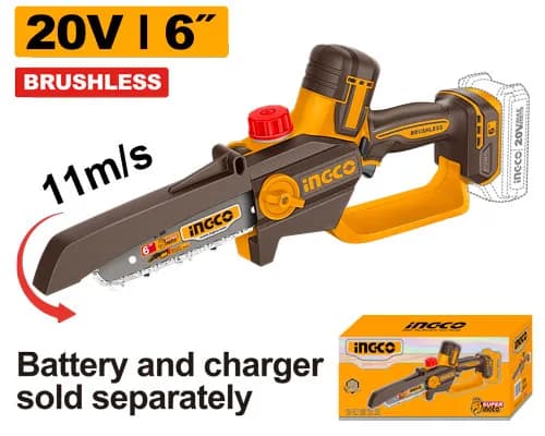 MOTOSIERRA DE IONES DE LITIO 6" BL 20V 11M/S INGCO