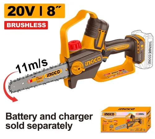 MOTOSIERRA DE IONES DE LITIO 8" BL 20V 11M/S INGCO
