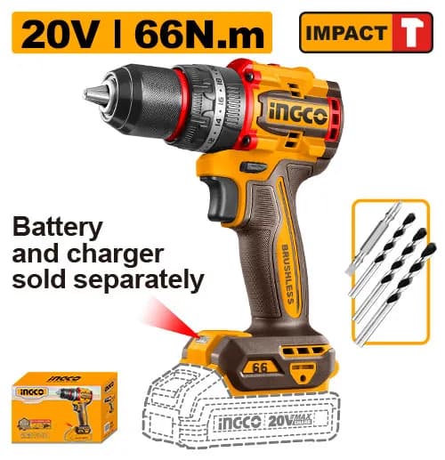 TALADRO DE IMPACTO 1/2'' 20V 66N.M INGCO