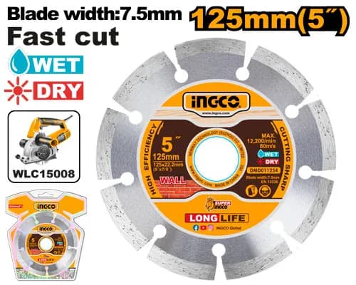 DISCO DIAMANTE SEGMENTADO 5" X 22,2 INGCO