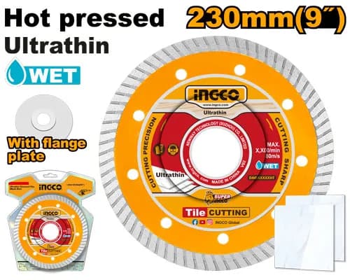 DISCO DIAMANTE ULTRAFINO TURBO 230(9")X22,2MM INGCO