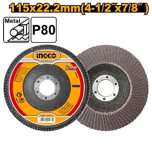 DISCO FLAP 115X22.2MM 4-1/2"X7/8" GRIT80 INGCO