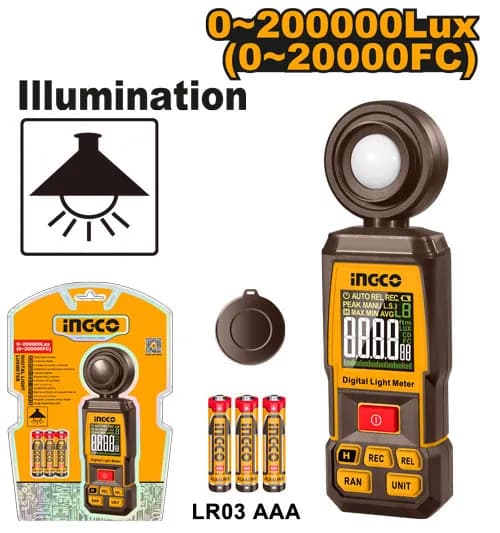 MEDIDOR DE LUZ/LUXOMETRO DIGITAL 0~200000LUX(0~20000FC) INGCO