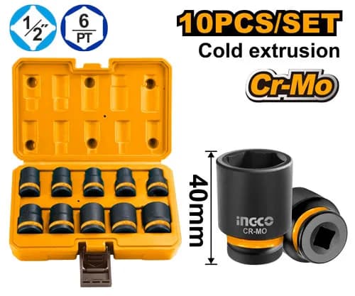 JUEGO DE DADO DE IMPACTO 1/2" - 10-12-13-14-15-17-19-21-22-24 (10 PCS)