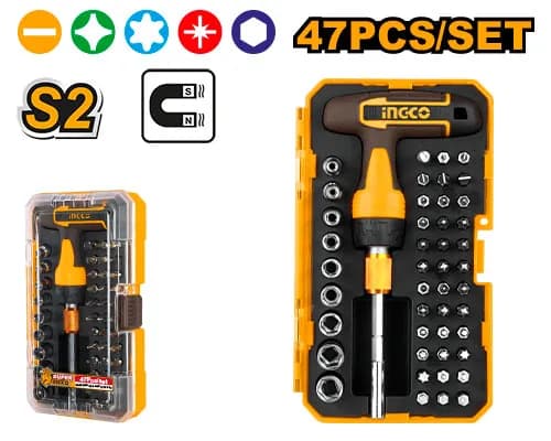 JUEGO DE DESTORNILLADORES CON MANGO EN T DE 47 PIEZAS