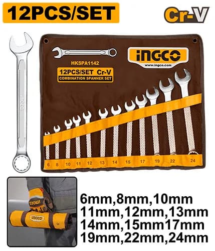 SET LLAVES BOCA-CORONA 12PCS 6-24MM INDUSTRIAL INGCO