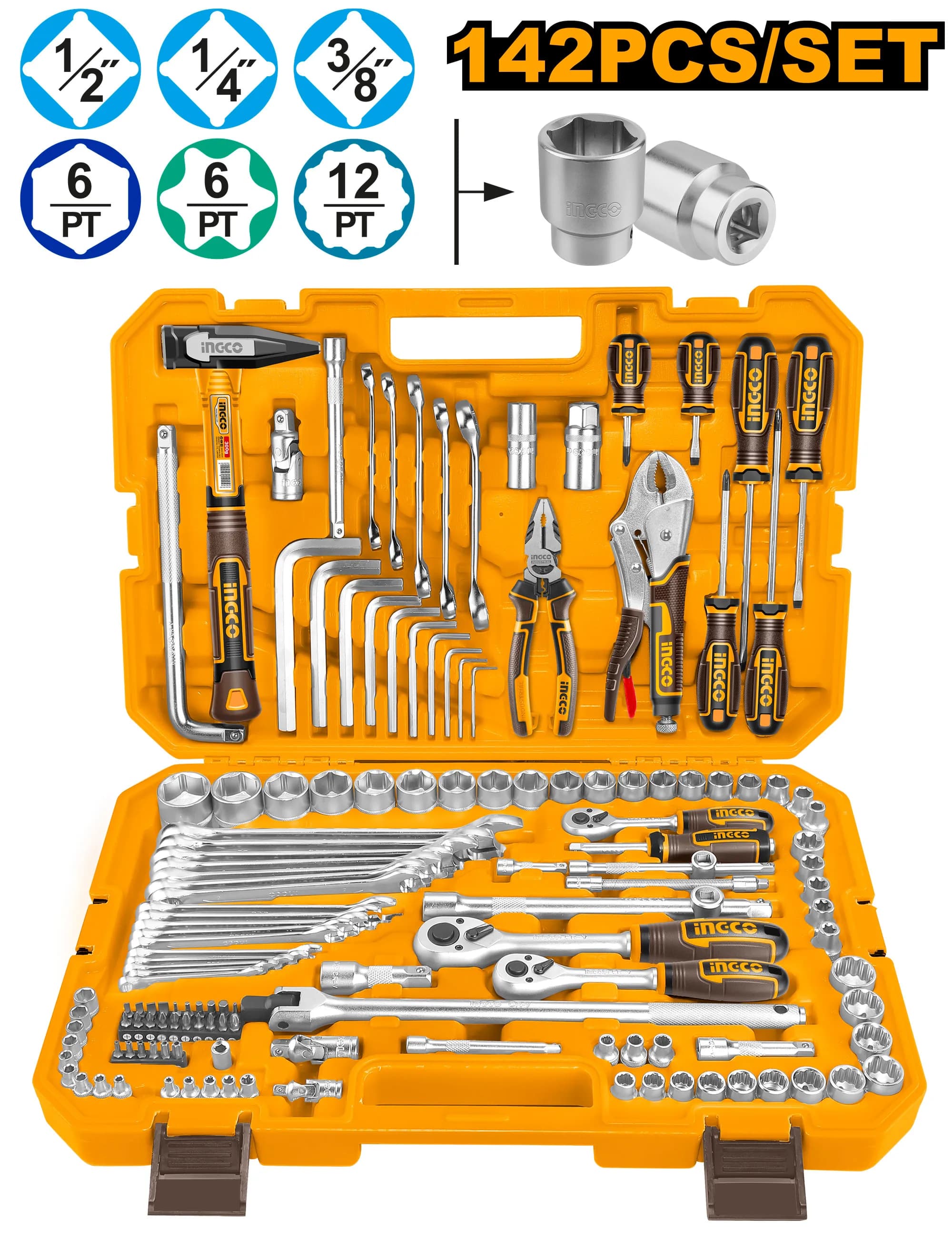 SET DE HERRAMIENTAS 142PCS INGCO