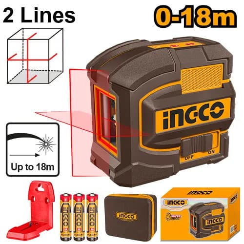 LASER DE LINEA AUTONIVELANTE LUZ ROJA 2 LINEAS 18M INGCO