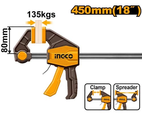 PRENSA DE BARRA RAPIDA 80X450MM INGCO