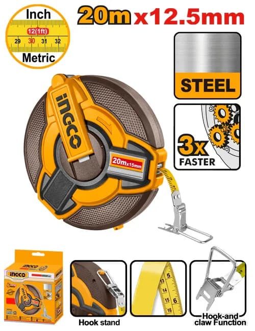 CINTA METRICA 20M. acero INDUSTRIAL INGCO