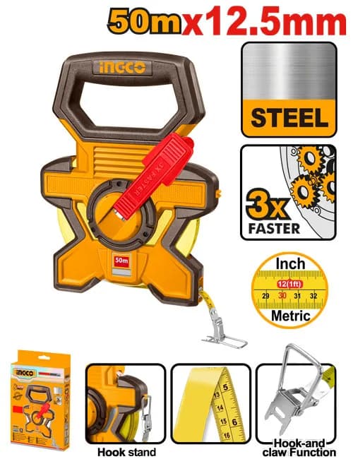 CINTA METRICA 50M. acero INDUSTRIAL INGCO