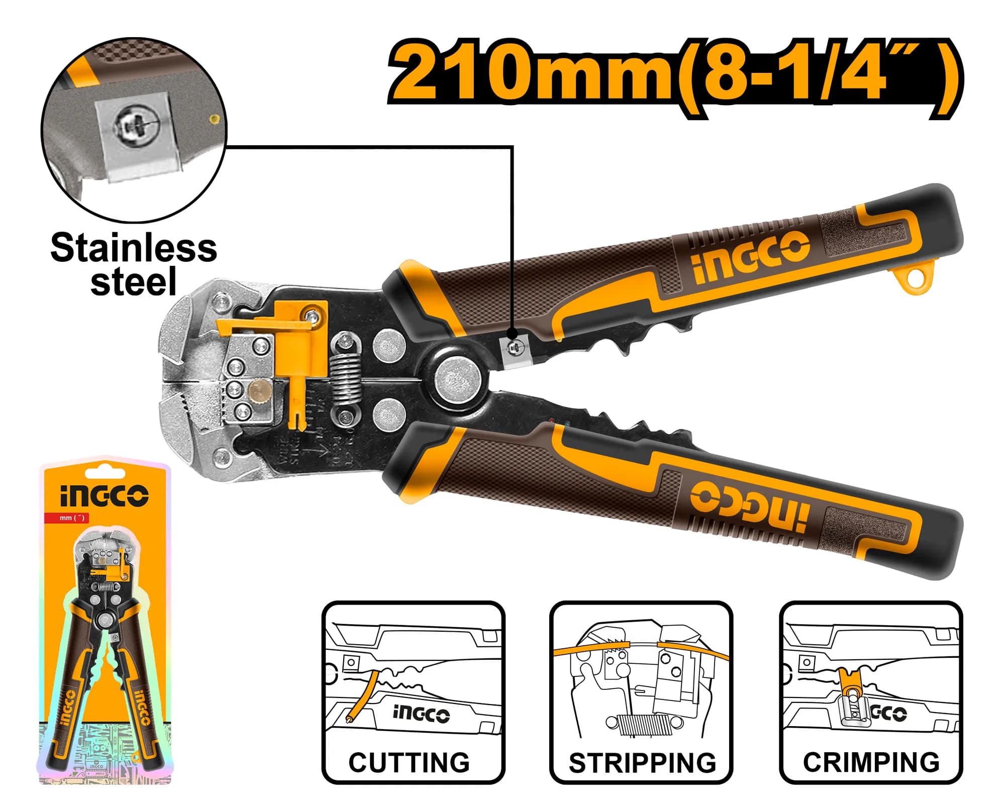 PINZA PELACABLE CRIMPEADORA INGCO