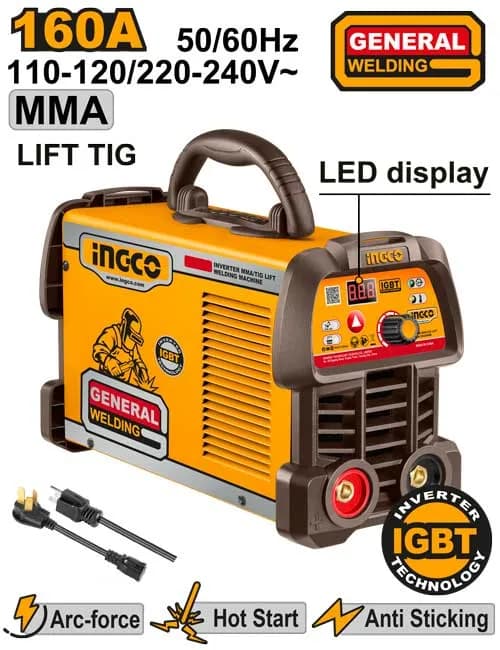 SOLDADORA INVERTER MMA TIG/LIFT 110/220V 160A INGCO