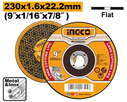 DISCO CORTE METAL 9"X1/16" INGCO S. SELECT R(MCD302302)
