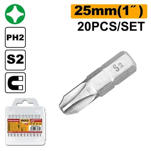 SET PUNTAS DESTORNILLADOR 20PCS PH2 INGCO