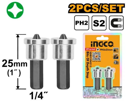 SET DE PUNTAS MAGNETICAS CON TOPE 25MM BLISTER X 2 UND INGCO