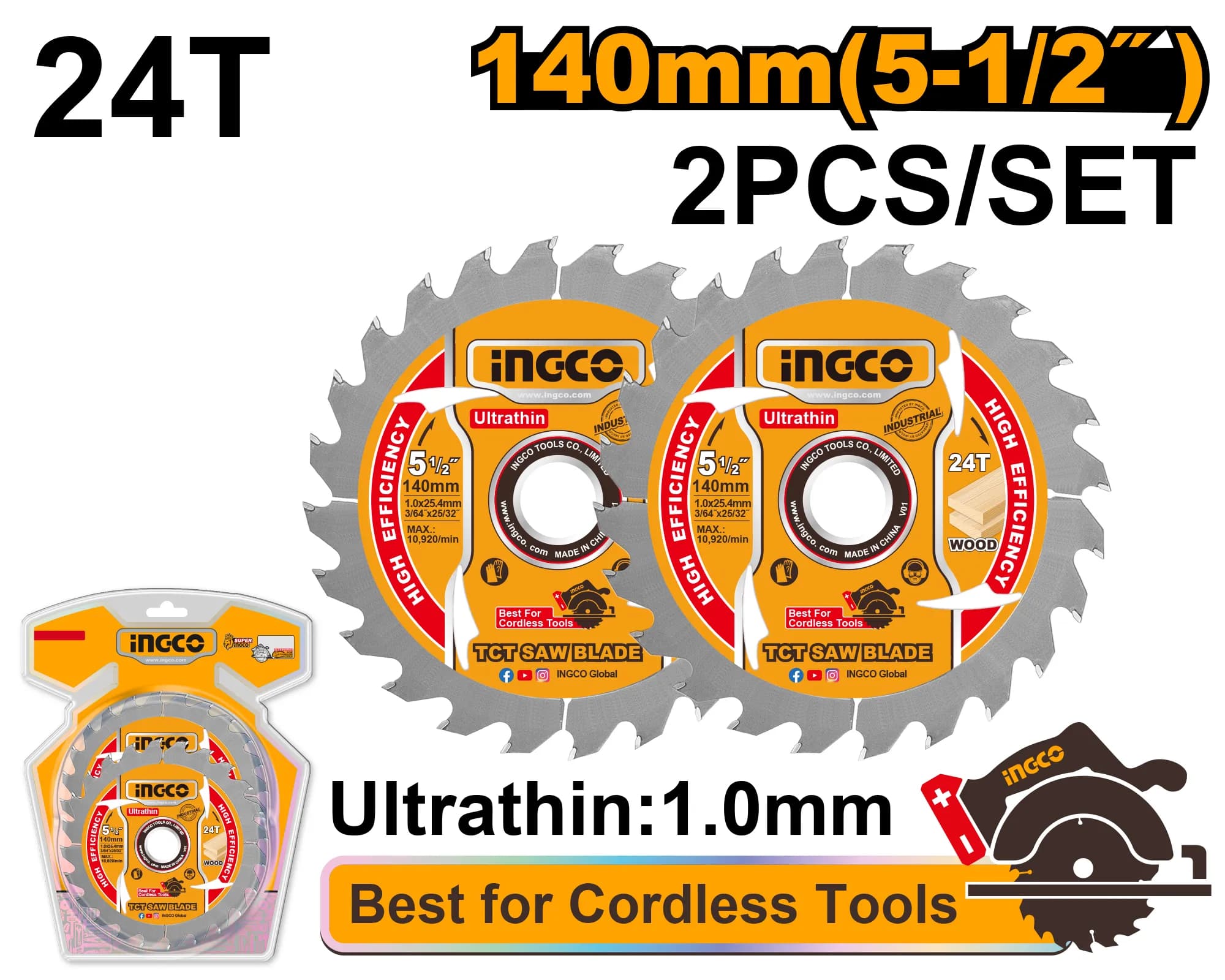 DISCO SIERRA TCT 24T 5-1/2"" INGCO
