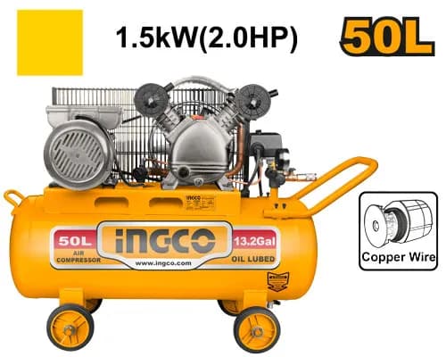 COMPRESOR DE AIRE CON BANDA 50L 1.5KW 2.0HP INGCO