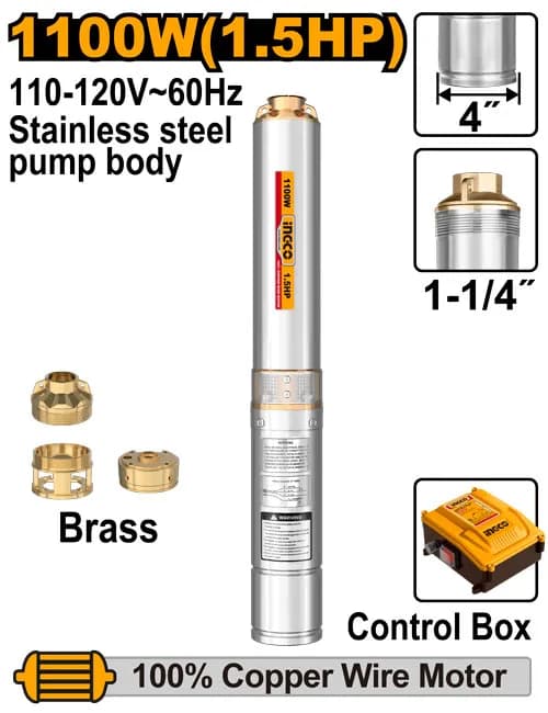 KIT BOMBA DE AGUA SUMERGIBLE 1.5HP INDUSTRIAL INGCO.