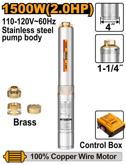 KIT BOMBA DE AGUA SUMERGIBLE 2.0 HP INDUSTRIAL INGCO