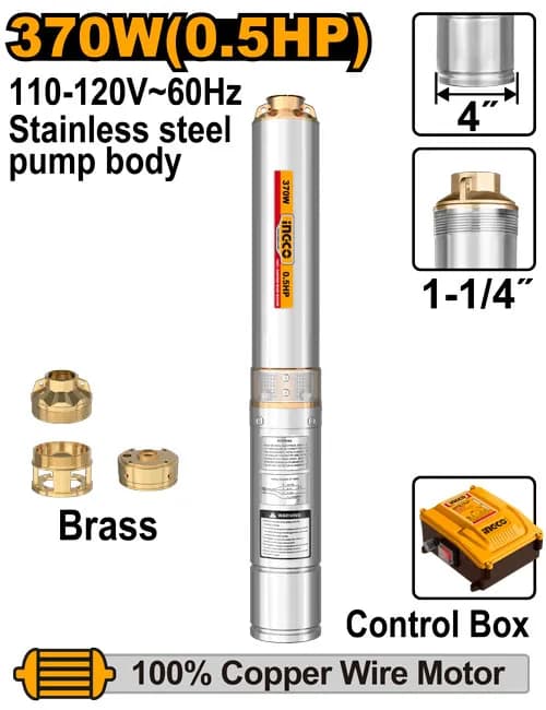 KIT BOMBA DE AGUA SUMERGIBLE 0.50HP INDUSTRIAL INGCO.