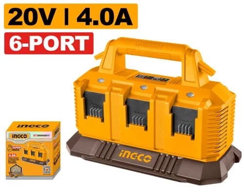 CARGADOR DE BATERIA 6 PUERTOS 20V 4.0AH INGCO