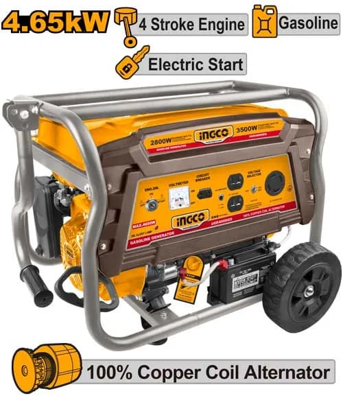 GENERADOR A GASOLINA 4650W 3,5 KVA 7HP INGCO