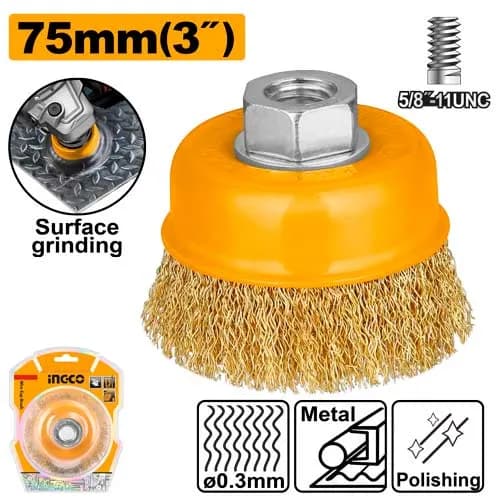GRATA COPA RIZADA 3" X 5/8" INGCO