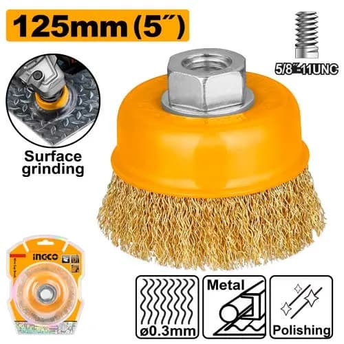 GRATA COPA RIZADA 5" X 5/8" INGCO