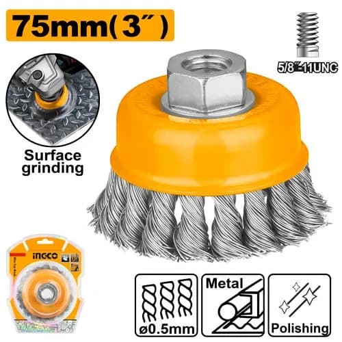 GRATA COPA TRENZADA 3" X 5/8" INGCO