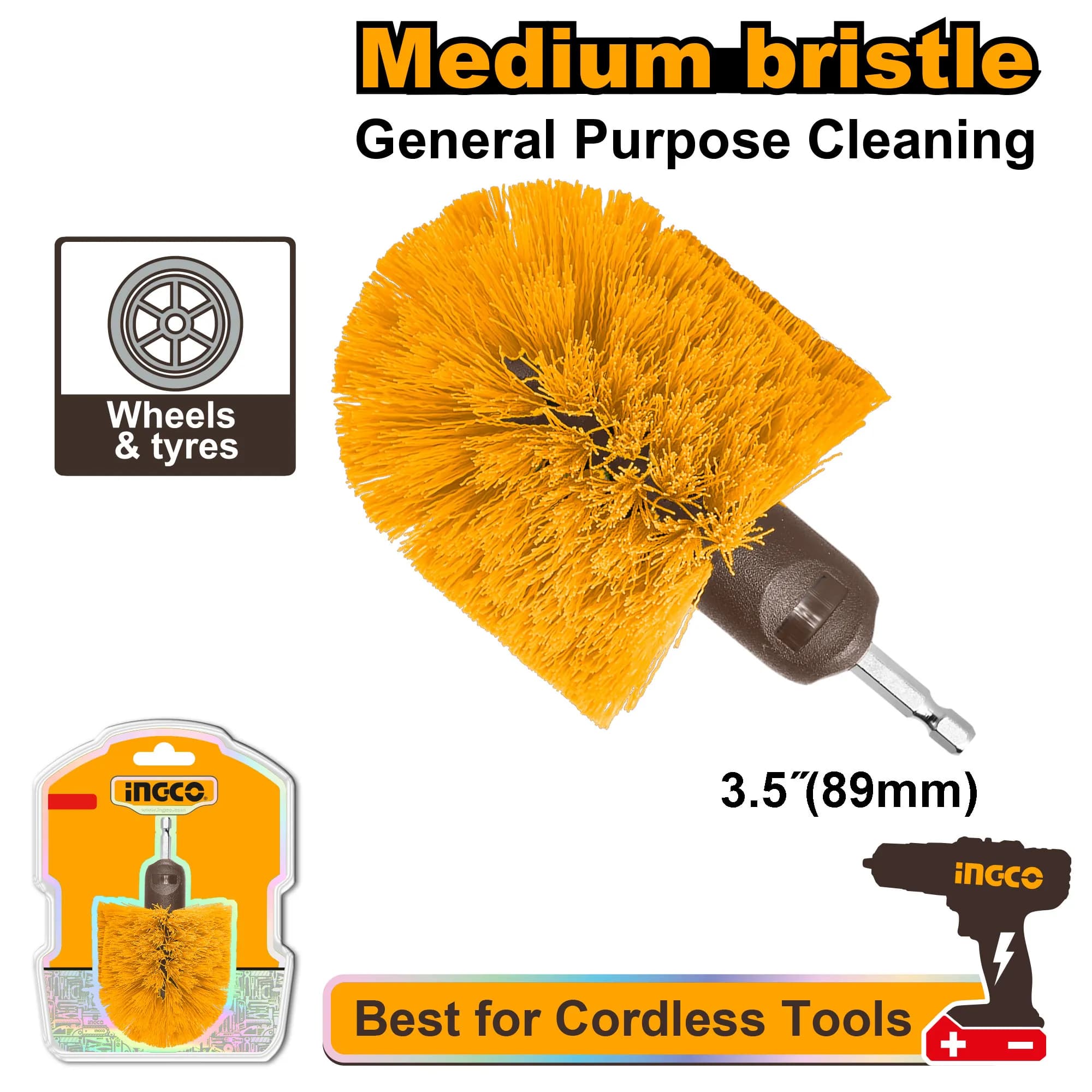 CEPILLO DE CERDAS MEDIANAS 3,5"" INGCO