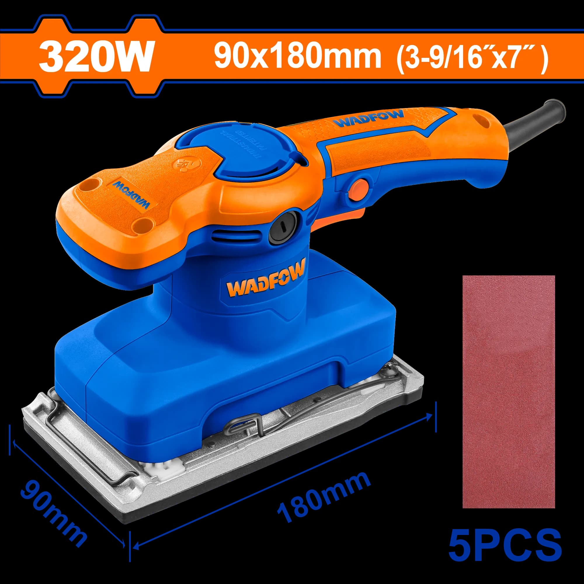 LIJADORA DE ACABADO 3-9/16"X7" 320W WADFOW