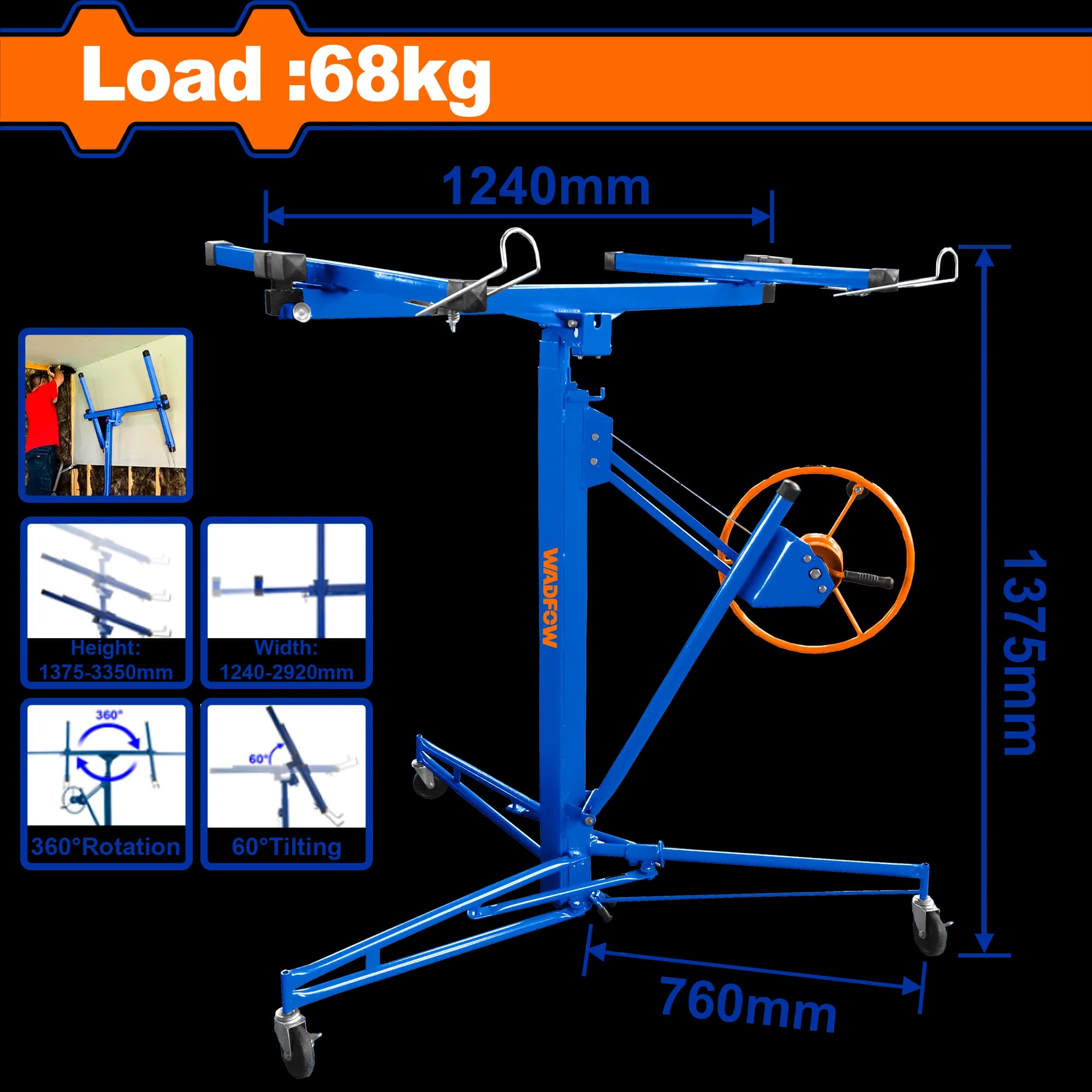 ELEVADOR PARA LAMINAS DE YESO DRYWALL GYPSUM 68KG WADFOW