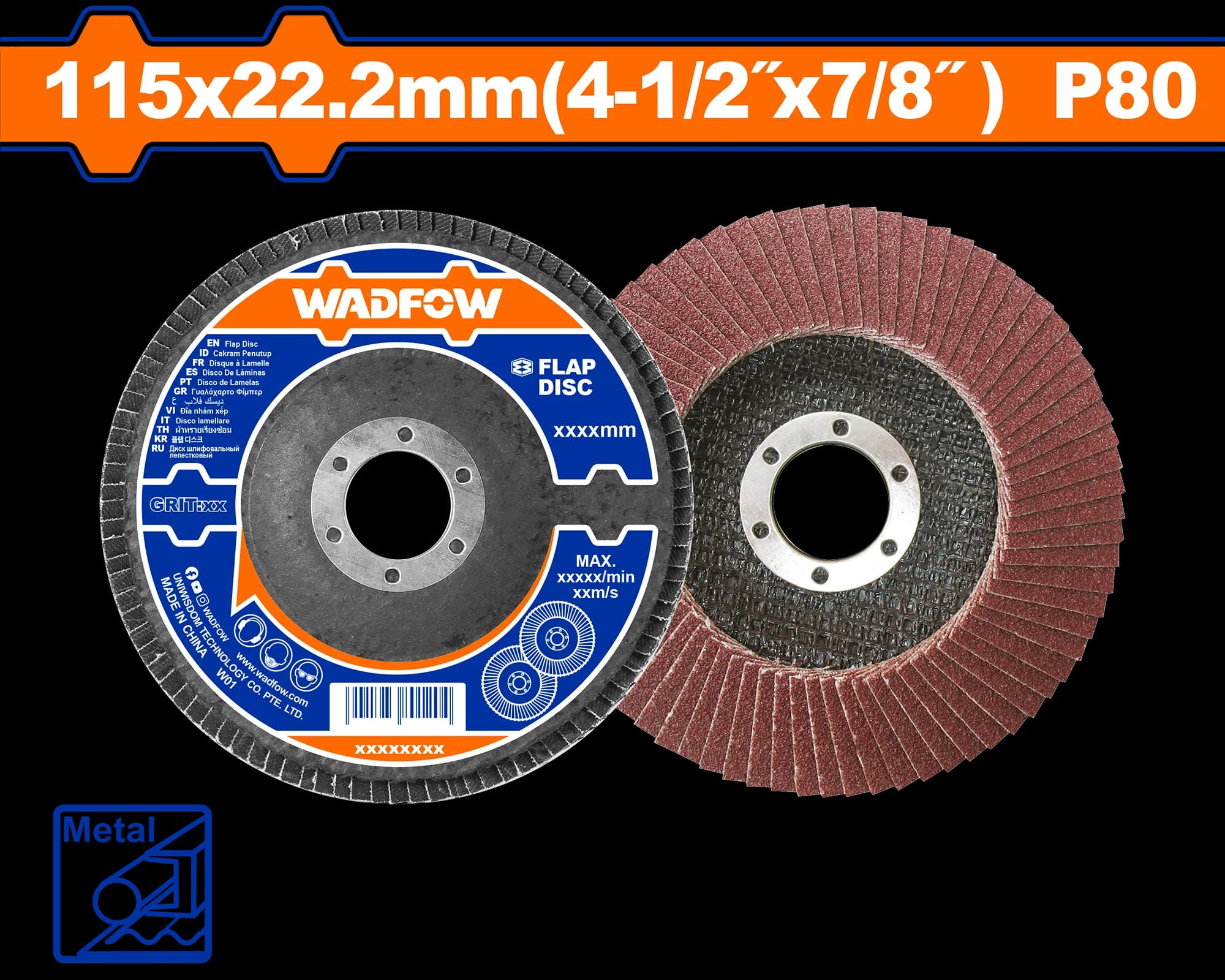 DISCO FLAP 4-1/2"X7/8" GRANO 80 WADFOW