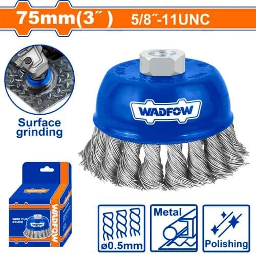 GRATA COPA TRENZADA 3" X 5/8" ROSCA 11UNC AMOLADORA WADFOW