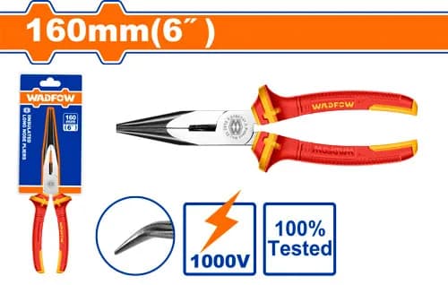 PINZA PUNTA CURVA AISLADO ELECTRICISTA 6""1000V WADFOW