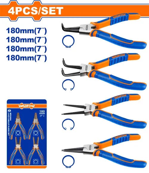 PINZAS SET CIRCLIP 4PCS P/SEGUROS 7" WADFOW.