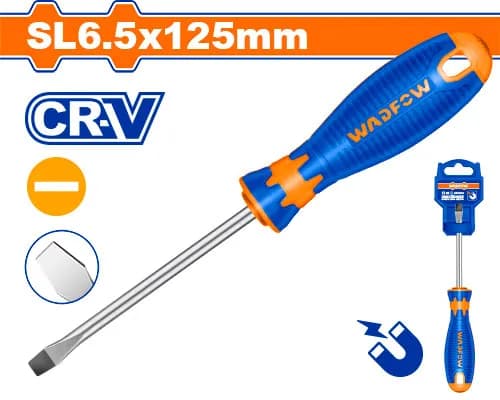DESTORNILLADOR PLANO 1/4" X 5" BICOLOR FUNDA WADFOW.