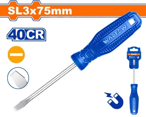 DESTORNILLADOR PLANO 1/8" X 3" AZUL BLISTER WADFOW