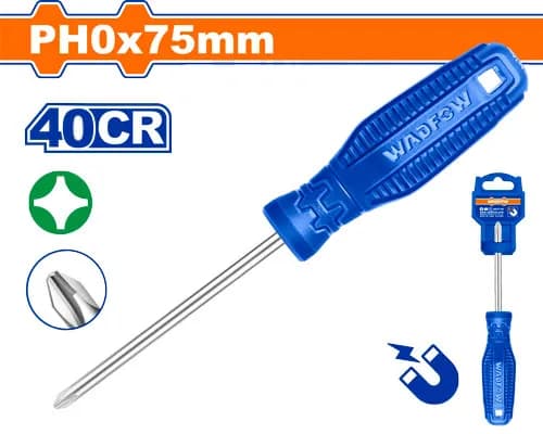 DESTORNILLADOR ESTRELLA 1/8" X 3" AZUL BLISTER PH0 WADFOW