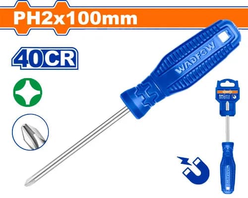 DESTORNILLADOR ESTRELLA 1/4"X 4" AZUL BLISTER PH2 WADFOW