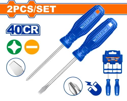 JUEGO DE DESTORNILLADORES DE 2 PIEZAS 1/4" X 4 ESTRE+PLA BLIS AZUL WADFOW