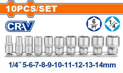 JUEGO DE DADOS 10PCS 1/4" WADFOW