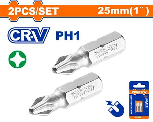 PUNTAS PARA DESTORNILLADOR PH1 (25MM) SET 2PCS WADFOW