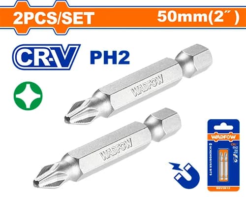 PUNTAS DE DESTORNILLADOR PH2 (50MM) SET 2 PCS WADFOW